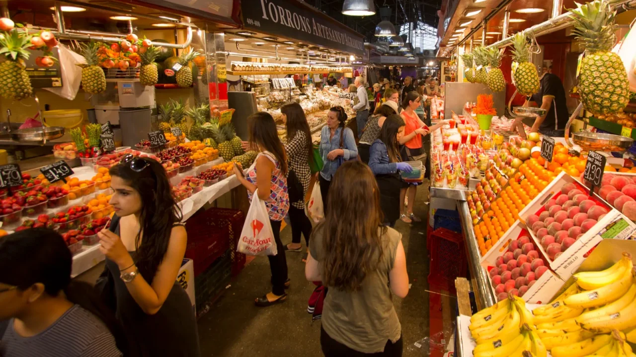 la boqueria food market in barcelona spain