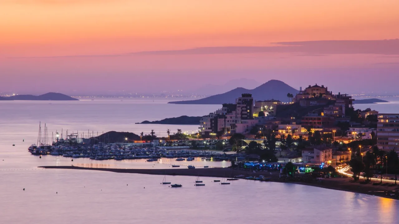 la manga del mar menor skyline at night murcia spain