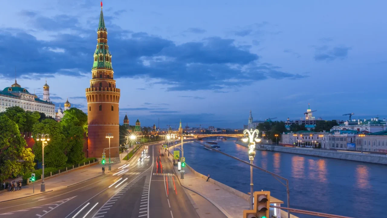 moscow kremlin at dusk russia