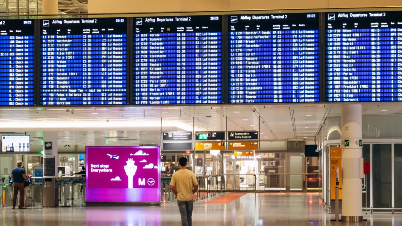munich germany april 15 2025 departure hall at munich