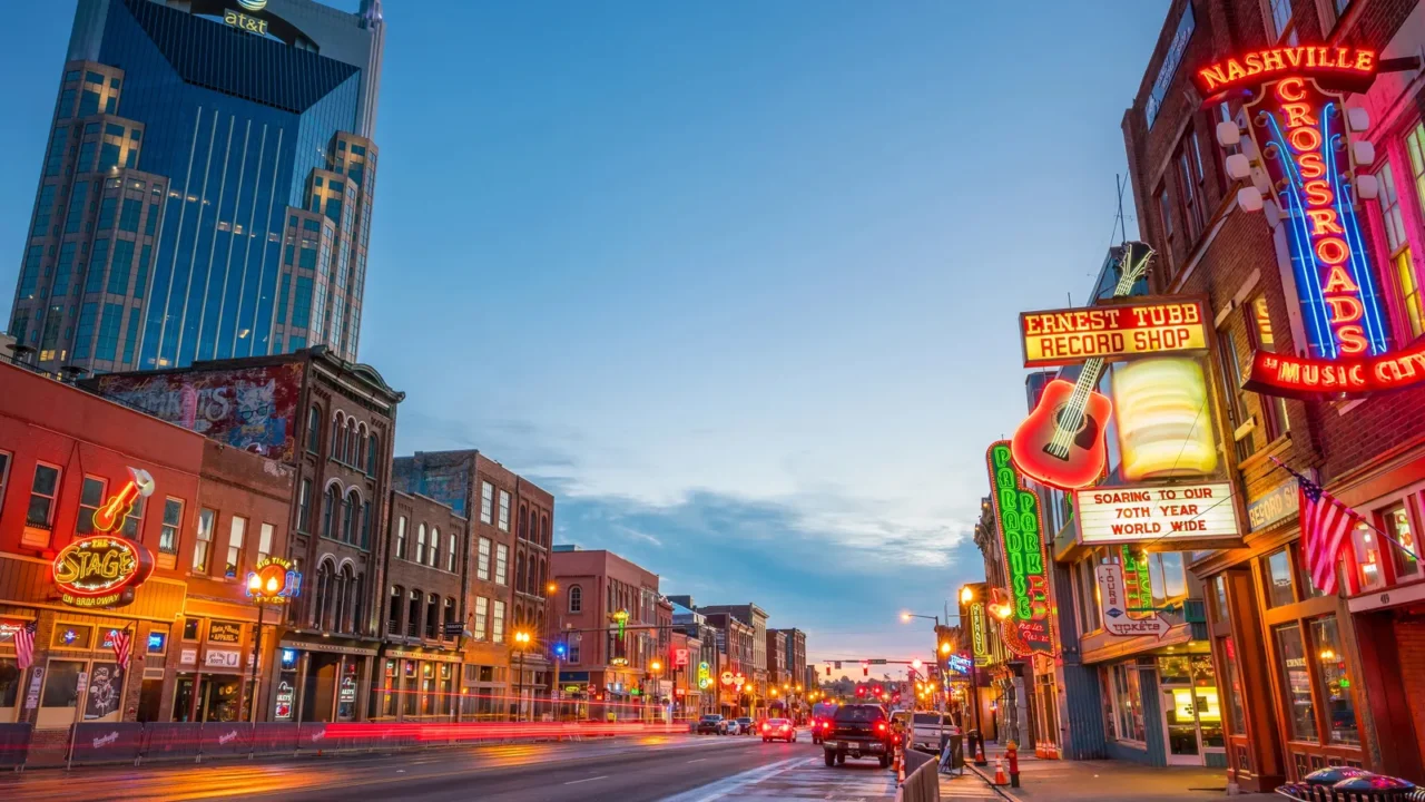 nashville  nov 11 neon signs on lower broadway area