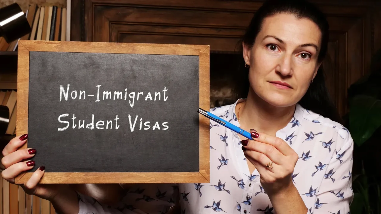 nonimmigrant student visas inscription on chalkboard
