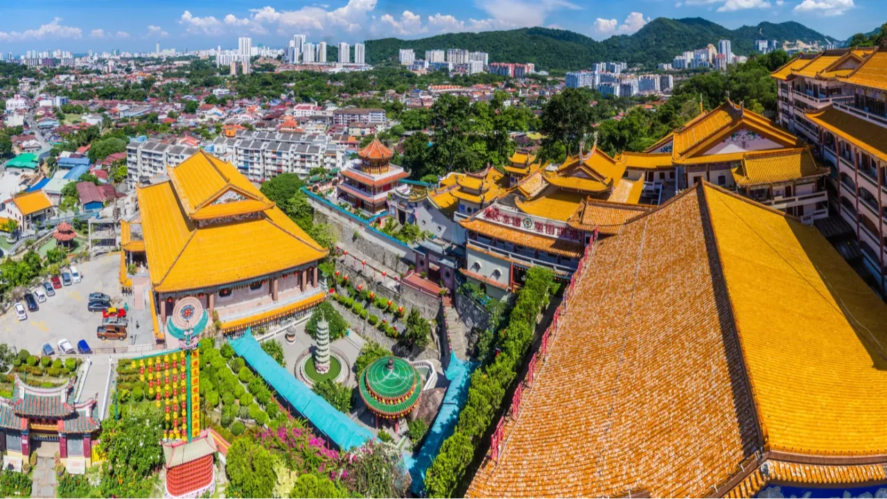 panorama of kek lok si temple in penang island malaysia