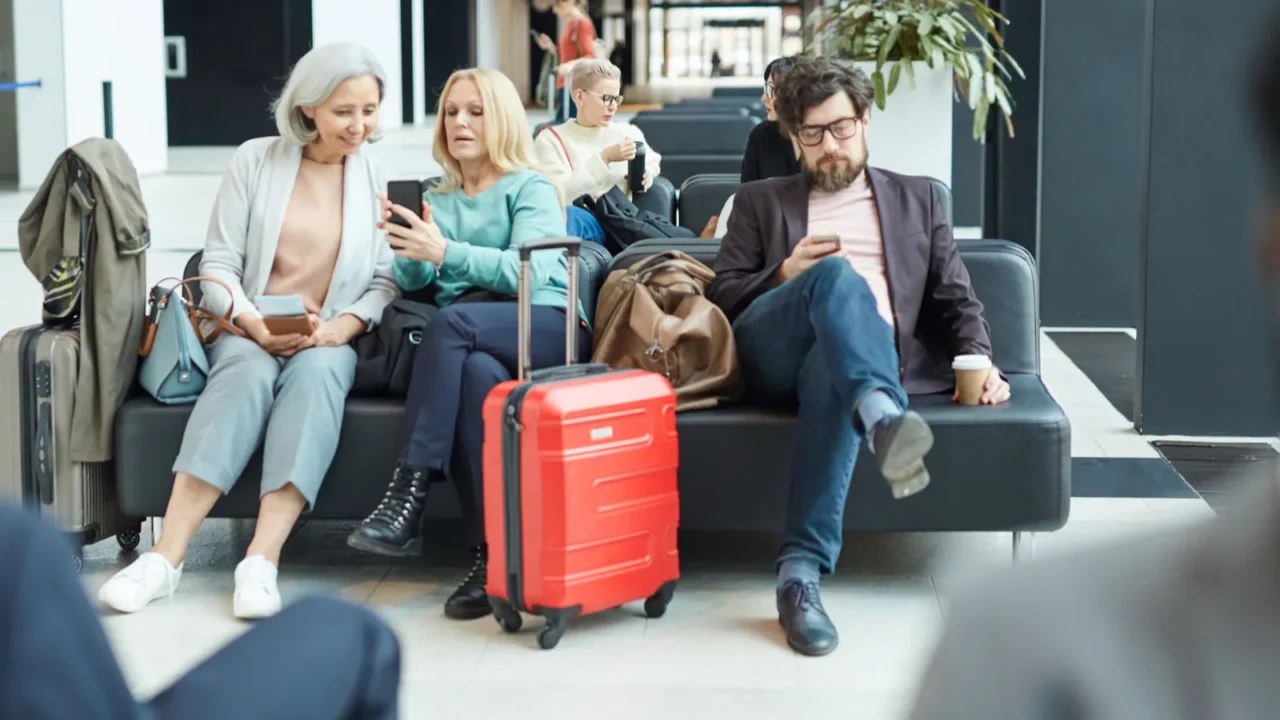 people in departure lounge