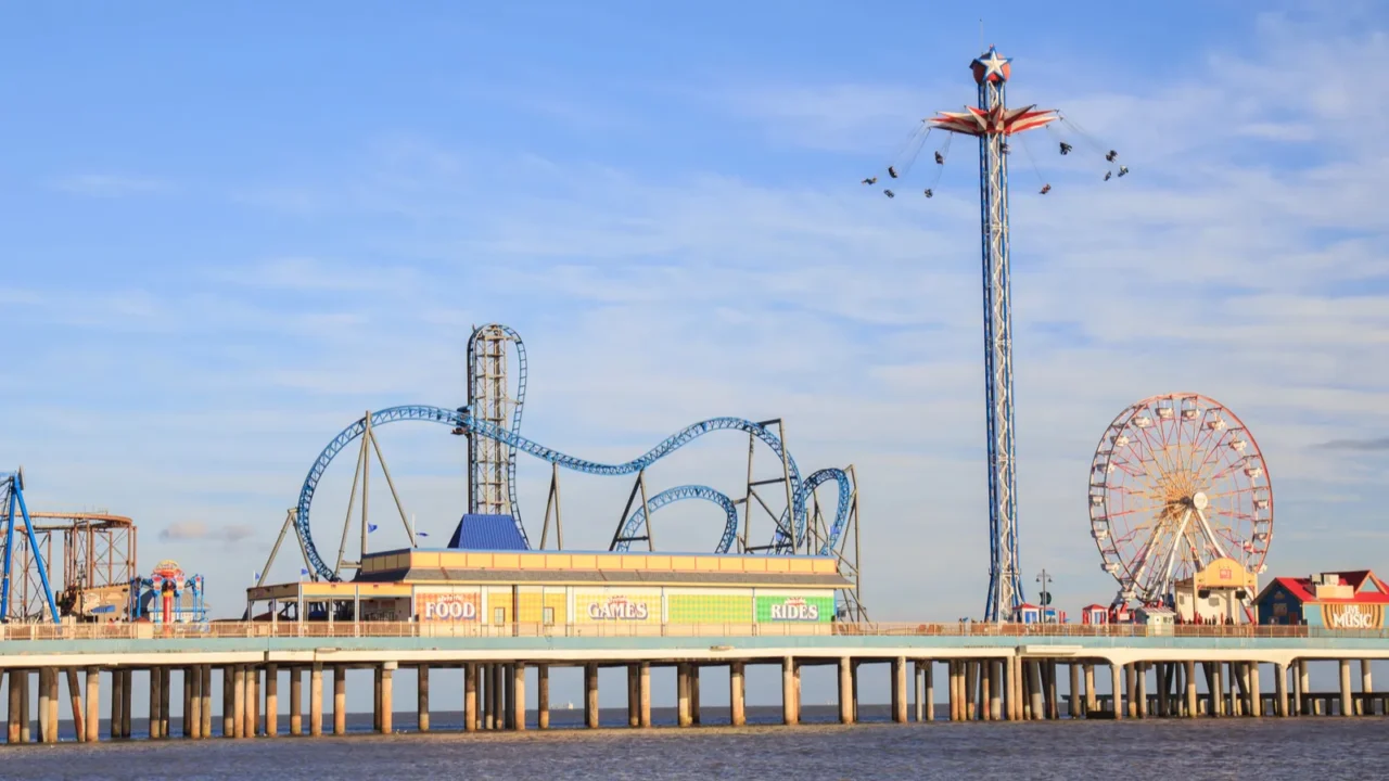pleasure pier amusement park and beach on the gulf of