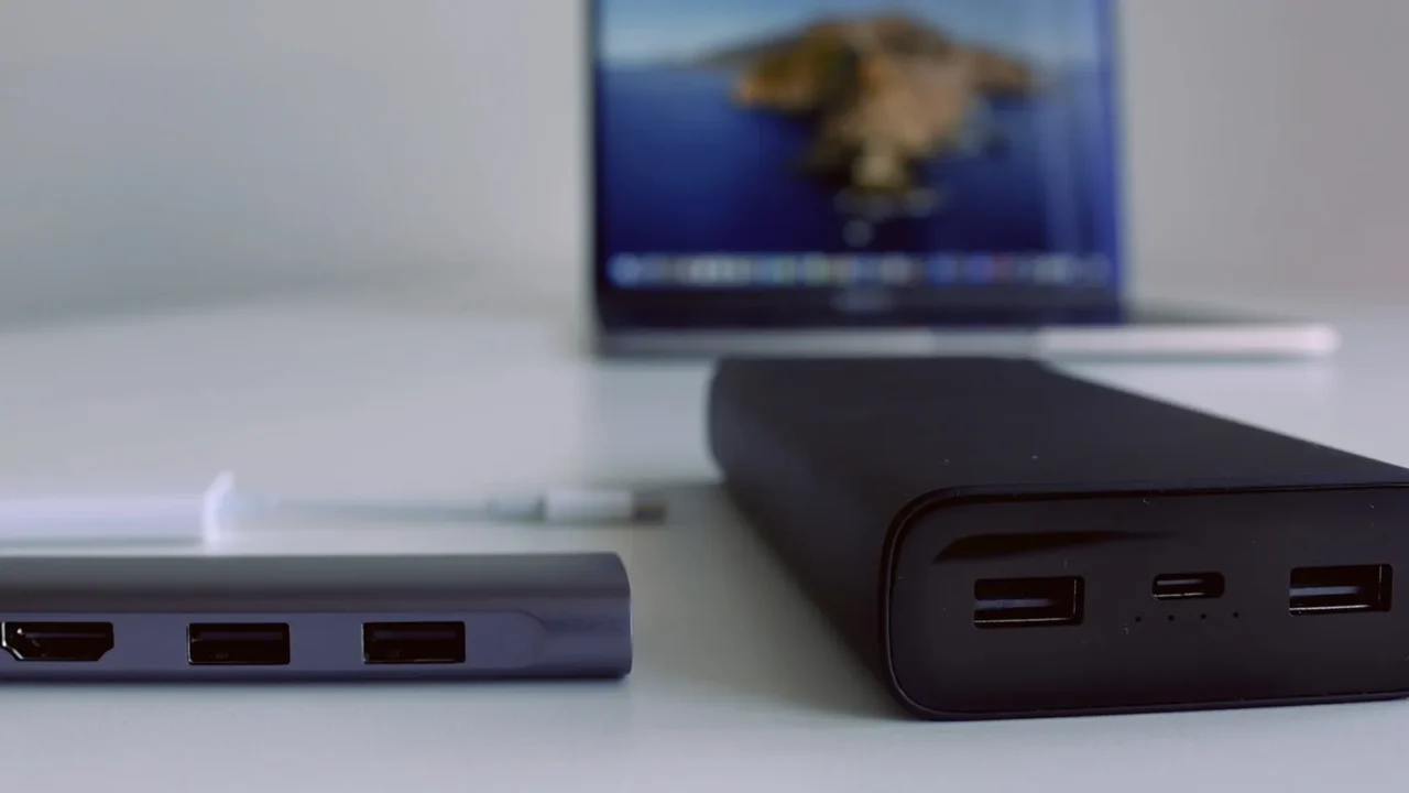 portable charger for mobile devices on the background of white