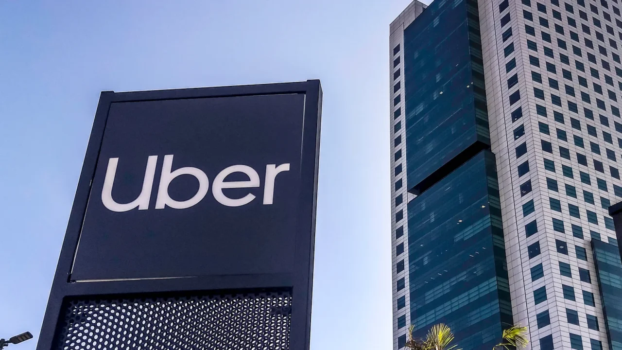 sao paulo brazil august 23 2019 a sign for uber