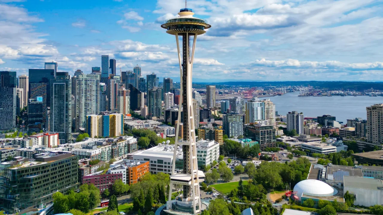 seattle washington usa july 25 2024 space needle modern seattle