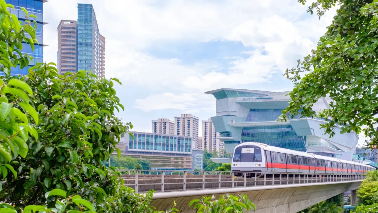singapore22 dec 2017singapore mrt train view from green forest day