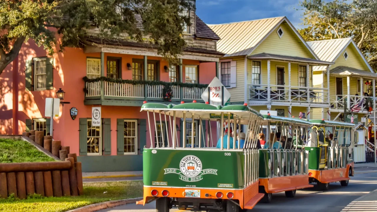 st augustine florida january 26  2019 trolley tour in