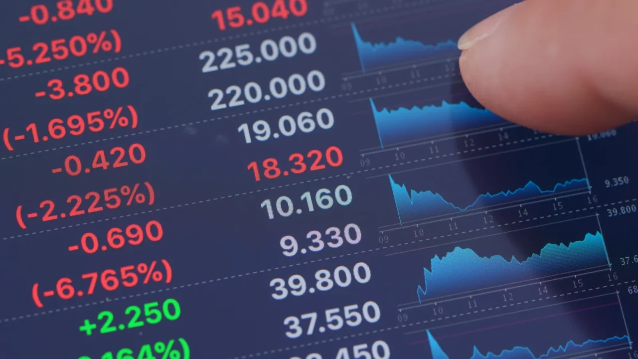 stock market data on digital tablet computer