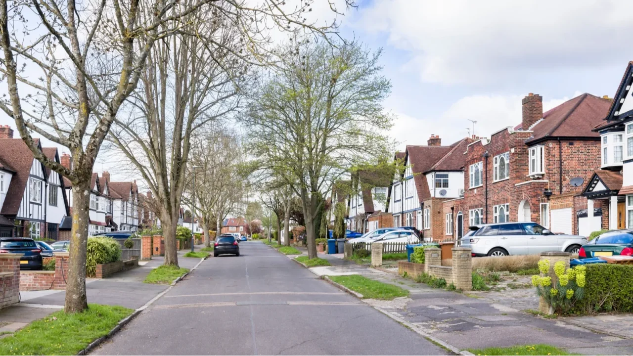 suburban semidetached houses on residential street in london uk