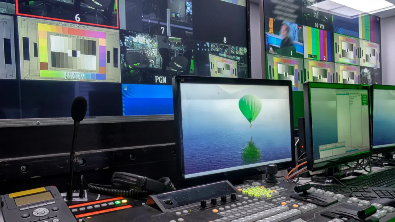 television equipment in a television broadcasting studio