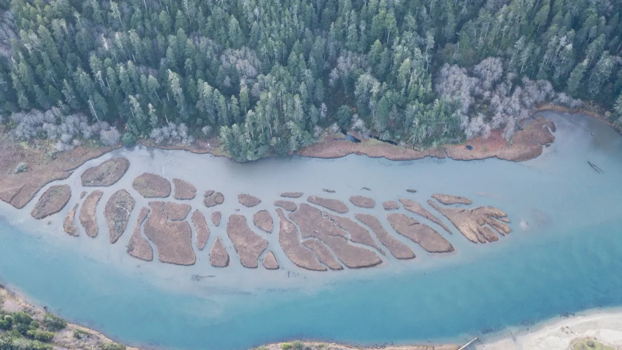 the big river flows through forests in mendocino california on