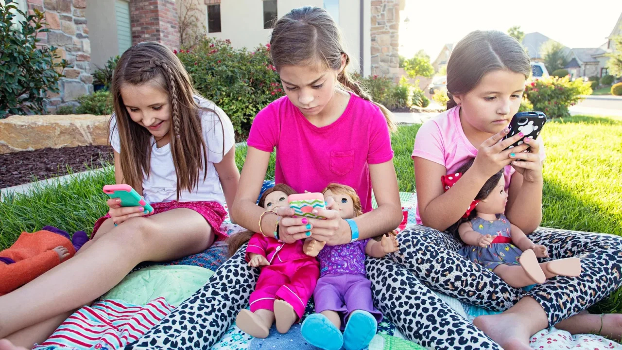 three little girls playing