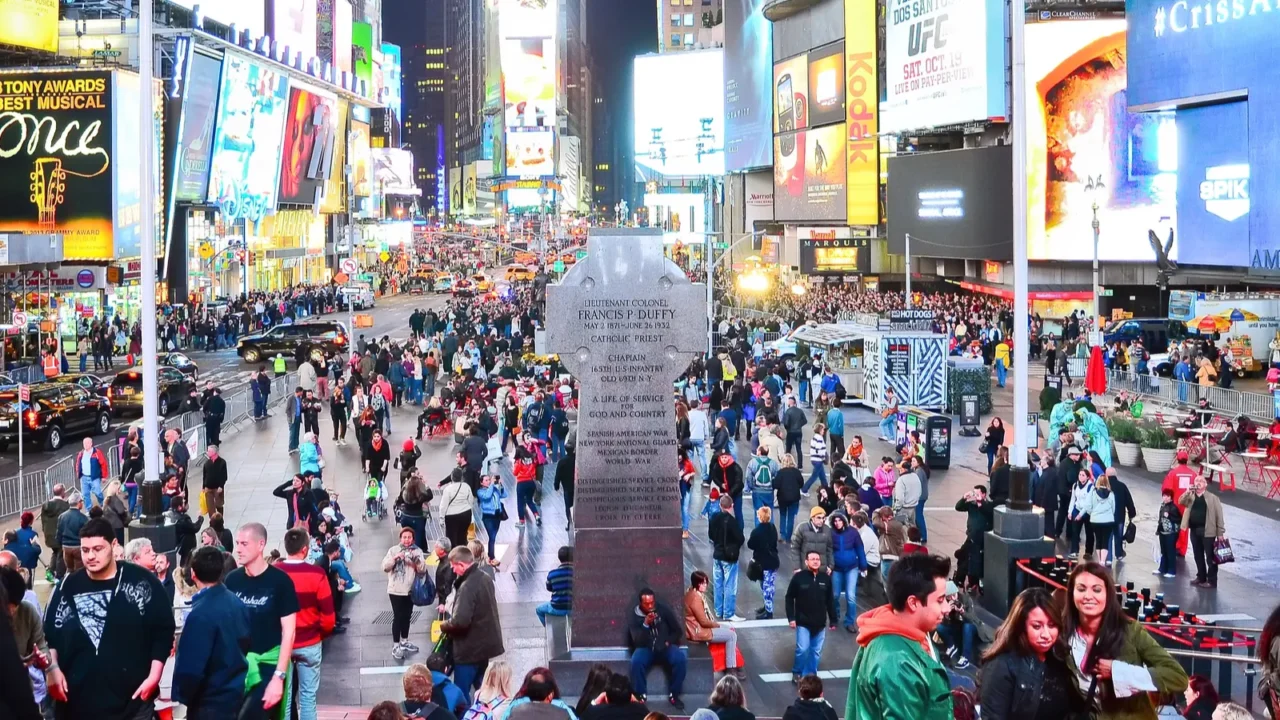 times square at night in new york city