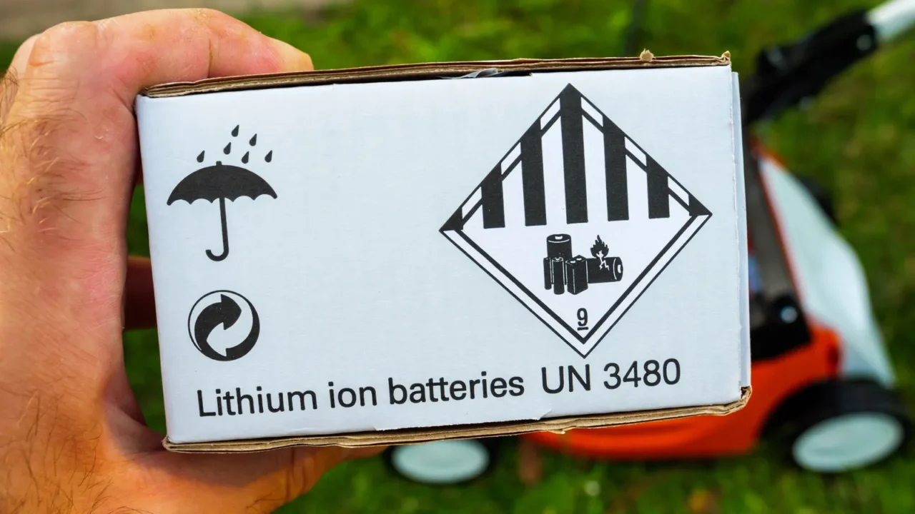 unboxing of new lithium ion batteries with un 380 sticker