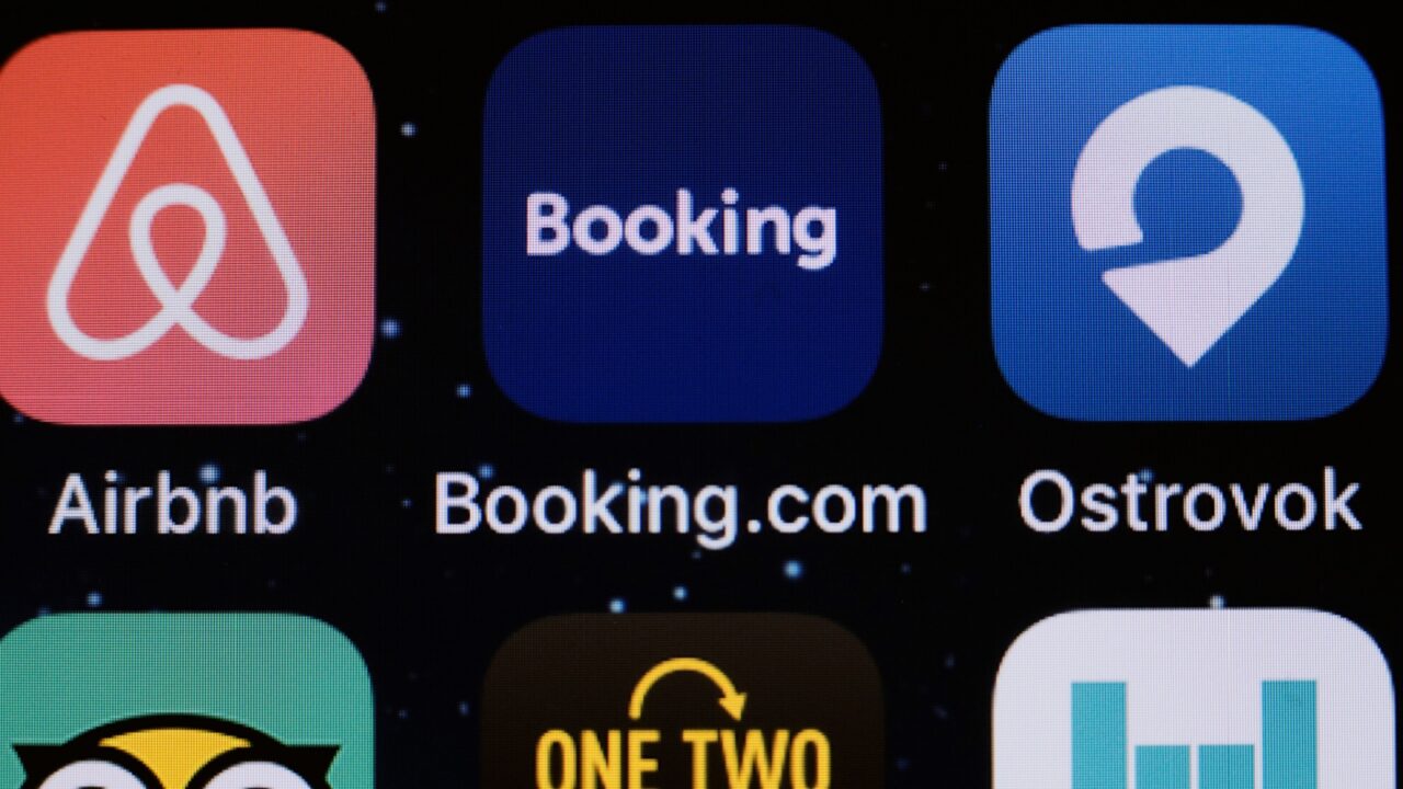 Moscow, Russia - October, 7 2018 The Booking.com hotel reservations application is seen on an iPhone