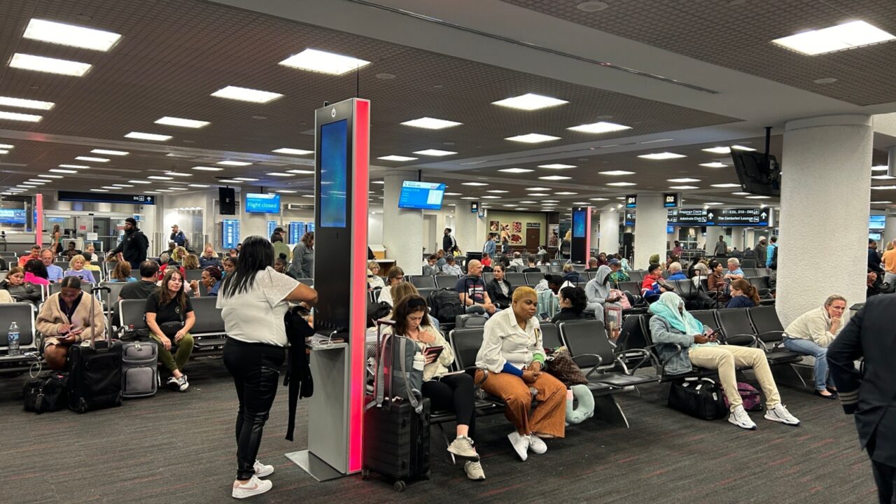 Departure area and lounge of North Terminal of Miami International Airport. Miami, USA. April 20th 2024