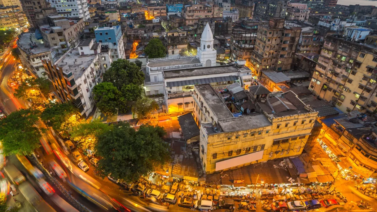 aerial view of kolkata city at night west bengal india