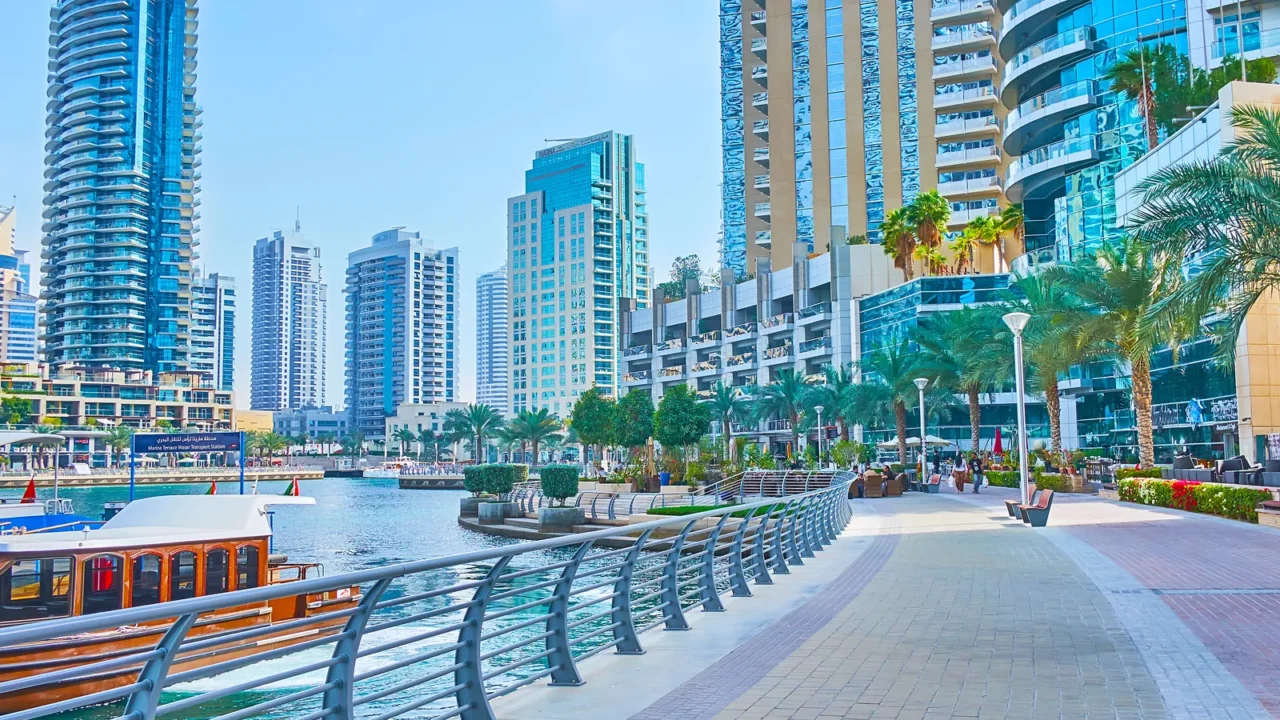 dubai uae  march 2 2020 the promenade of dubai