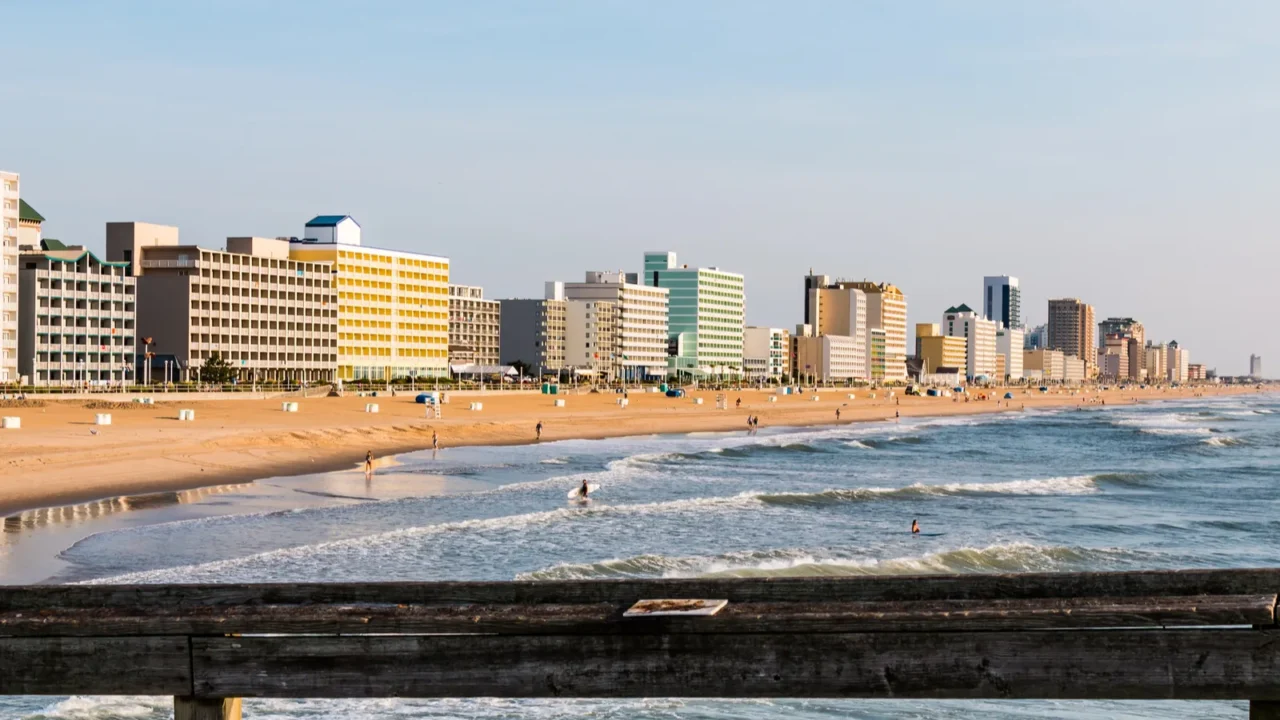 Fishing pier view of the Virginia Beach oceanfront.
