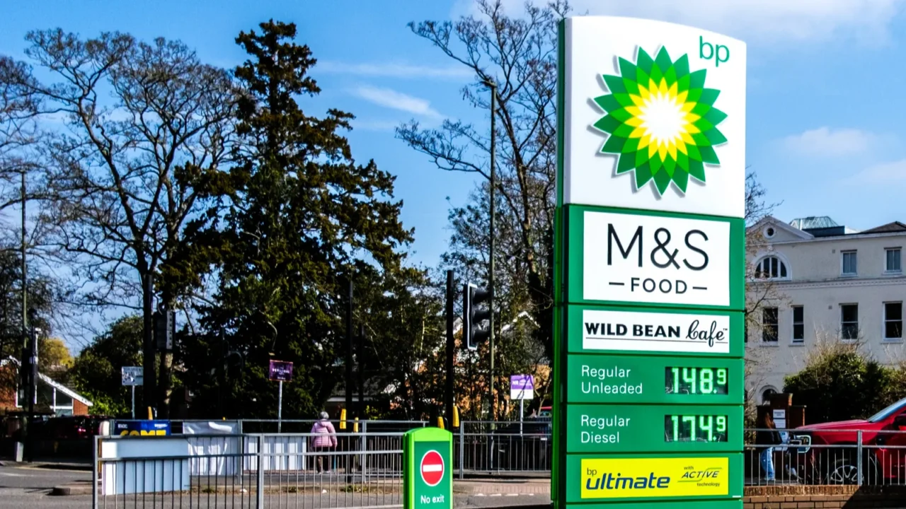 london uk march 22 2026 bp petrol station with logo