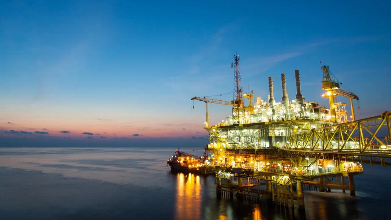 production platform of oil and gas industry in offshore the