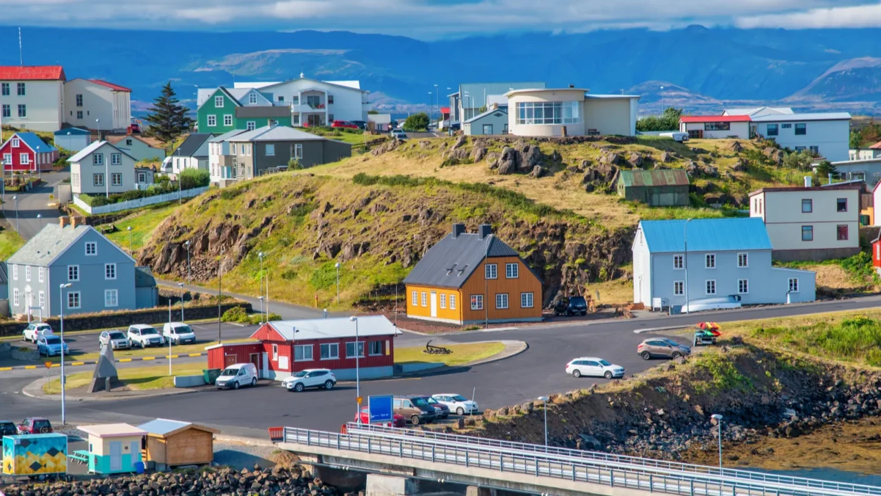 stykkisholmur beautiful homes on a sunny summer afternoon