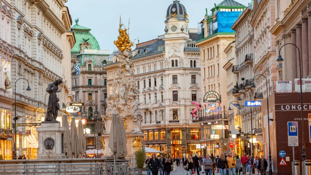 vienna austria  april 26 2015 people visit graben